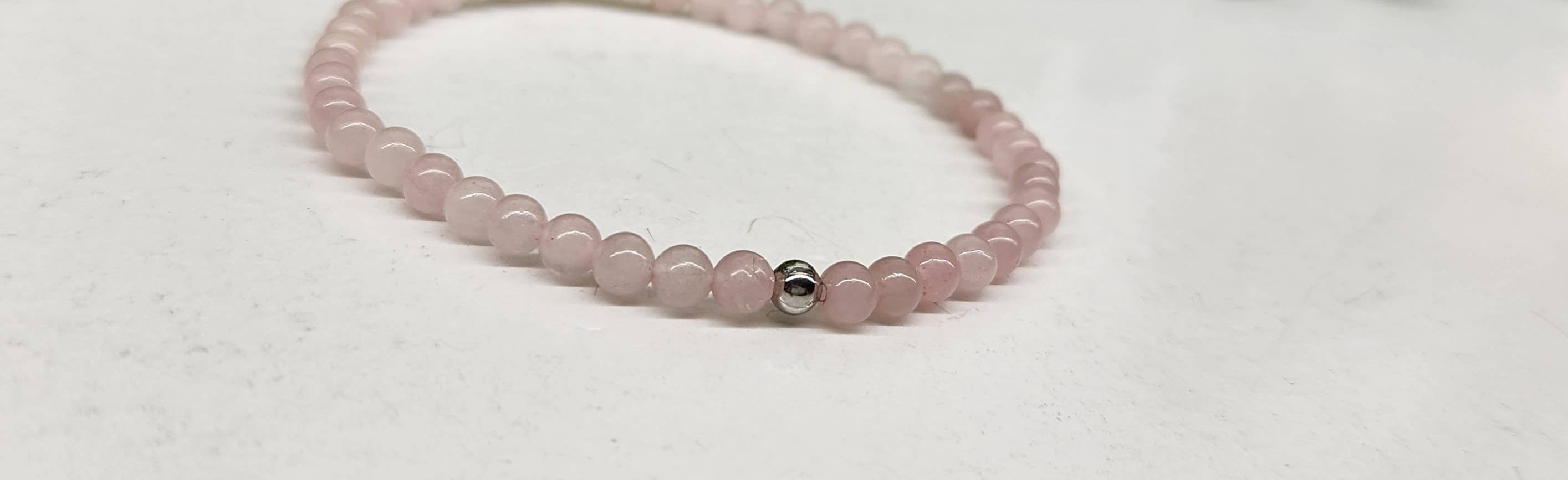 Meraki Gemstones - Wholesale Beaded Bracelet - Rose Quartz Stretchable Bracelet 4MM Beads - 7.5 Inches Long3