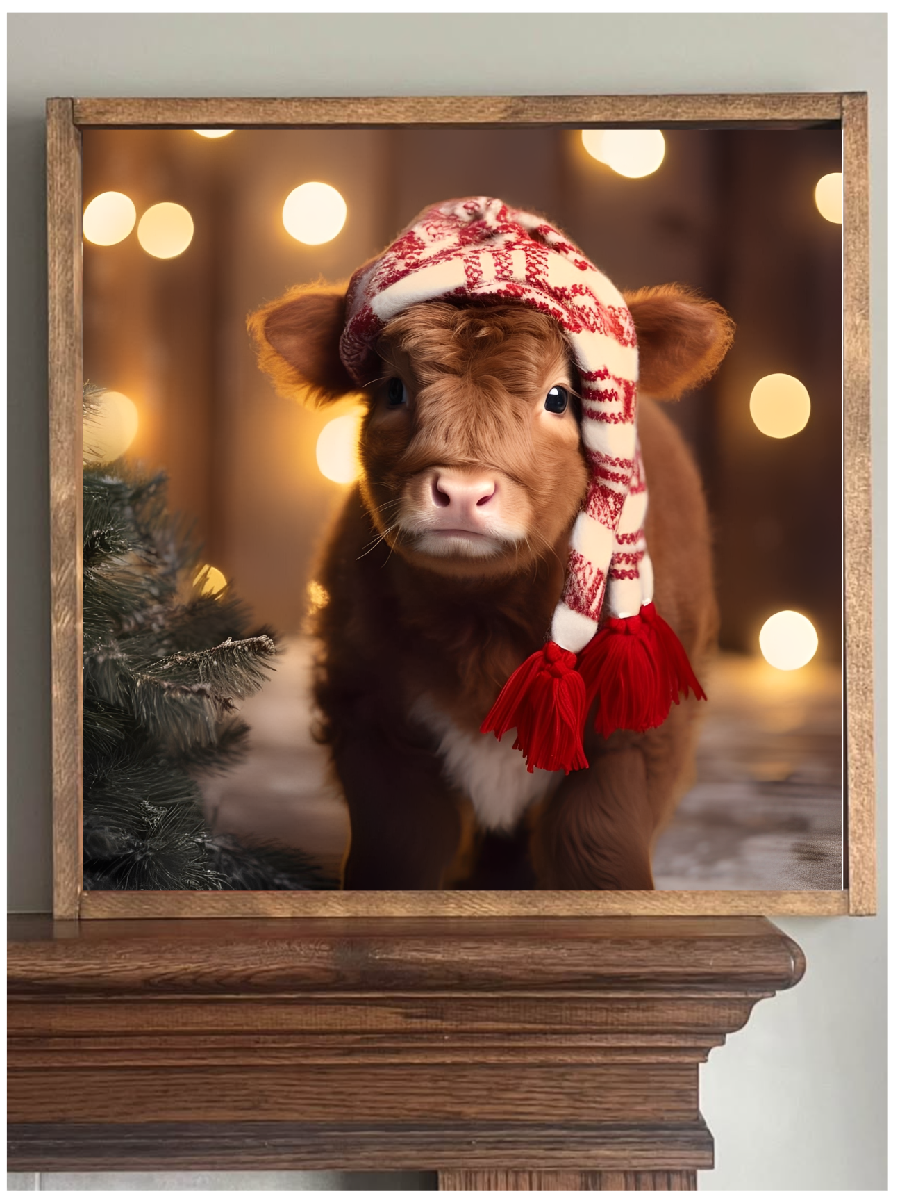 Stir Crazy Signs - Wholesale Sign - Stocking Hat Highland Cow Farmhouse Sign0