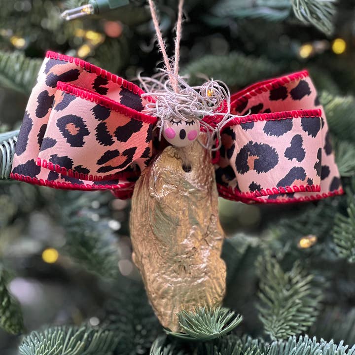 Angel Ornament - Red Trim Cheetah for wholesale by The Painted Pearl