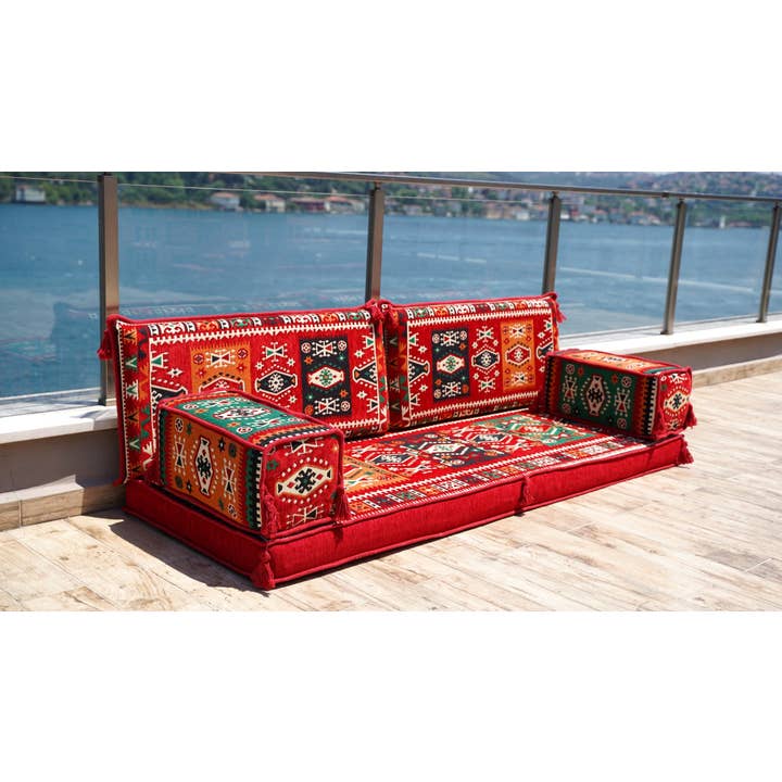 Arabic Sofa – Großhandel Sofas – Rotes türkisches Sofa, Lesesofa, arabisches Majlis, Bodenkissen1
