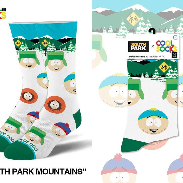 South Park Mountains - Mens Crew Folded for wholesale by Cool Socks