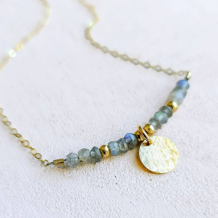 Collier Impératrice en Labradorite - Plaqué Or 14k pour la vente par Kuriosities