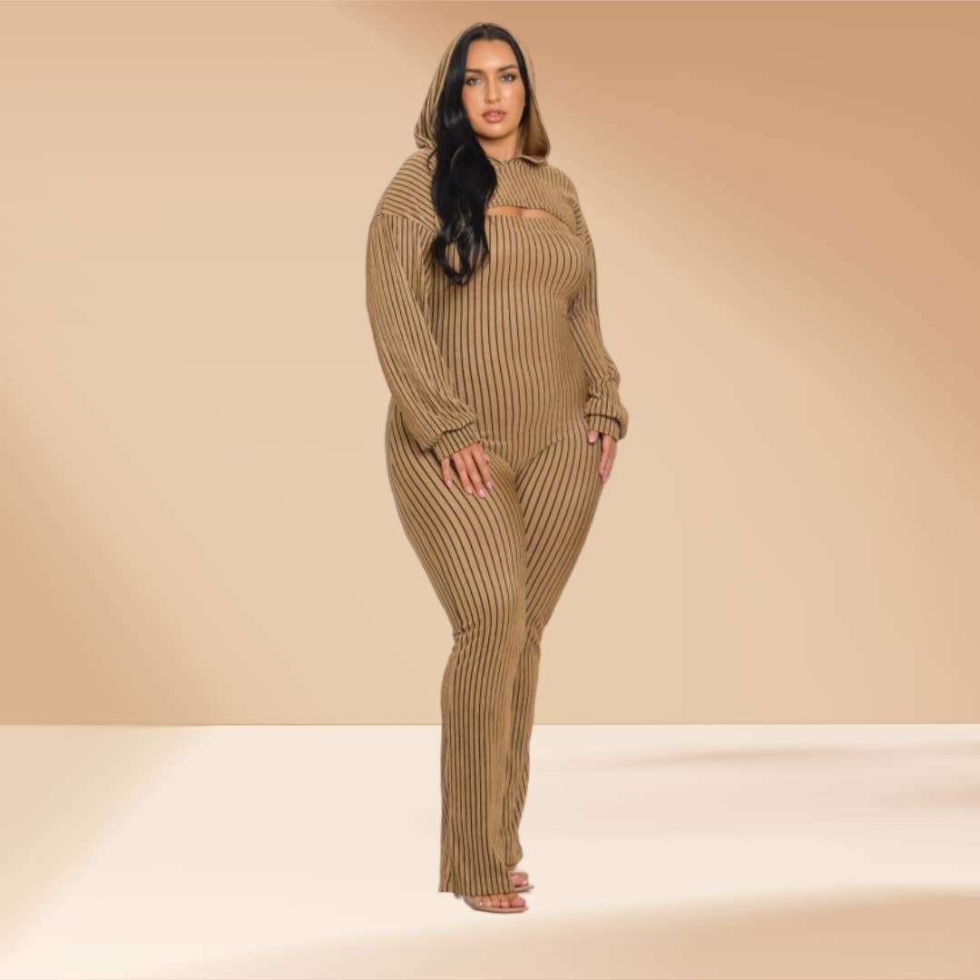 Celystrends – wholesale Jumpsuit - Dam – Plus size randig 2-delad jumpsuit8