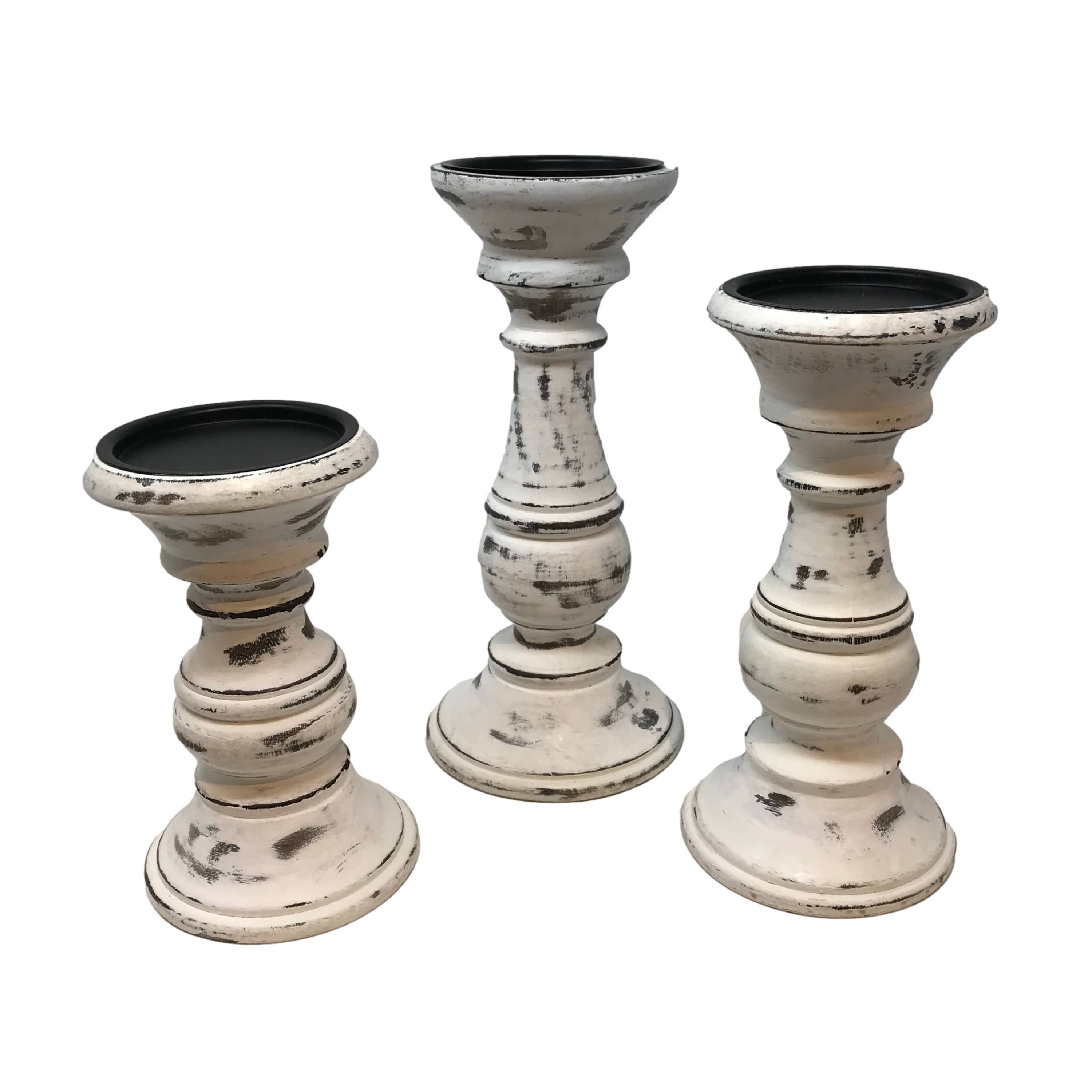 Wilco Home - Wholesale Candle Holder - Set/3 Solid Mango Wd Pillar Candleholders $19.95 Set6