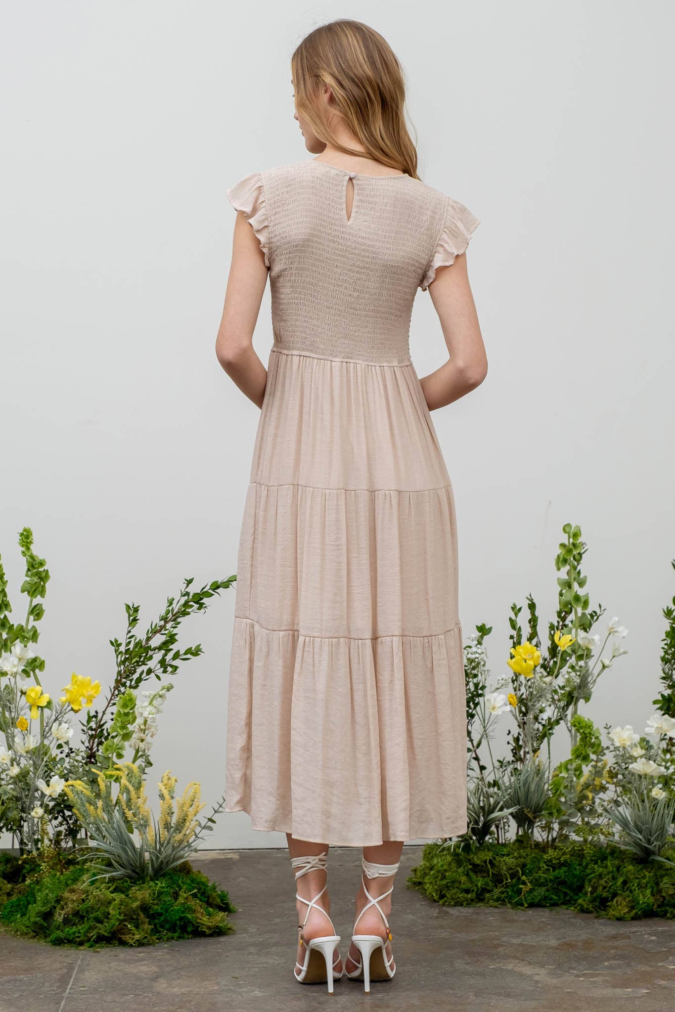 Blu Pepper - Venta al por mayor Vestido - Mujer - Vestido midi con volantes y cuerpo fruncido76