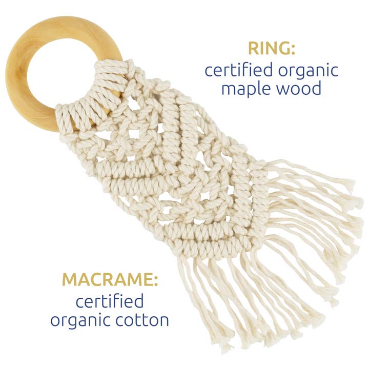 Sweetbottoms Naturals - Wholesale Teether (Not Clip-On) - Baby - Organic Macrame Wooden Teether Toy with Food-Grade Cotton1