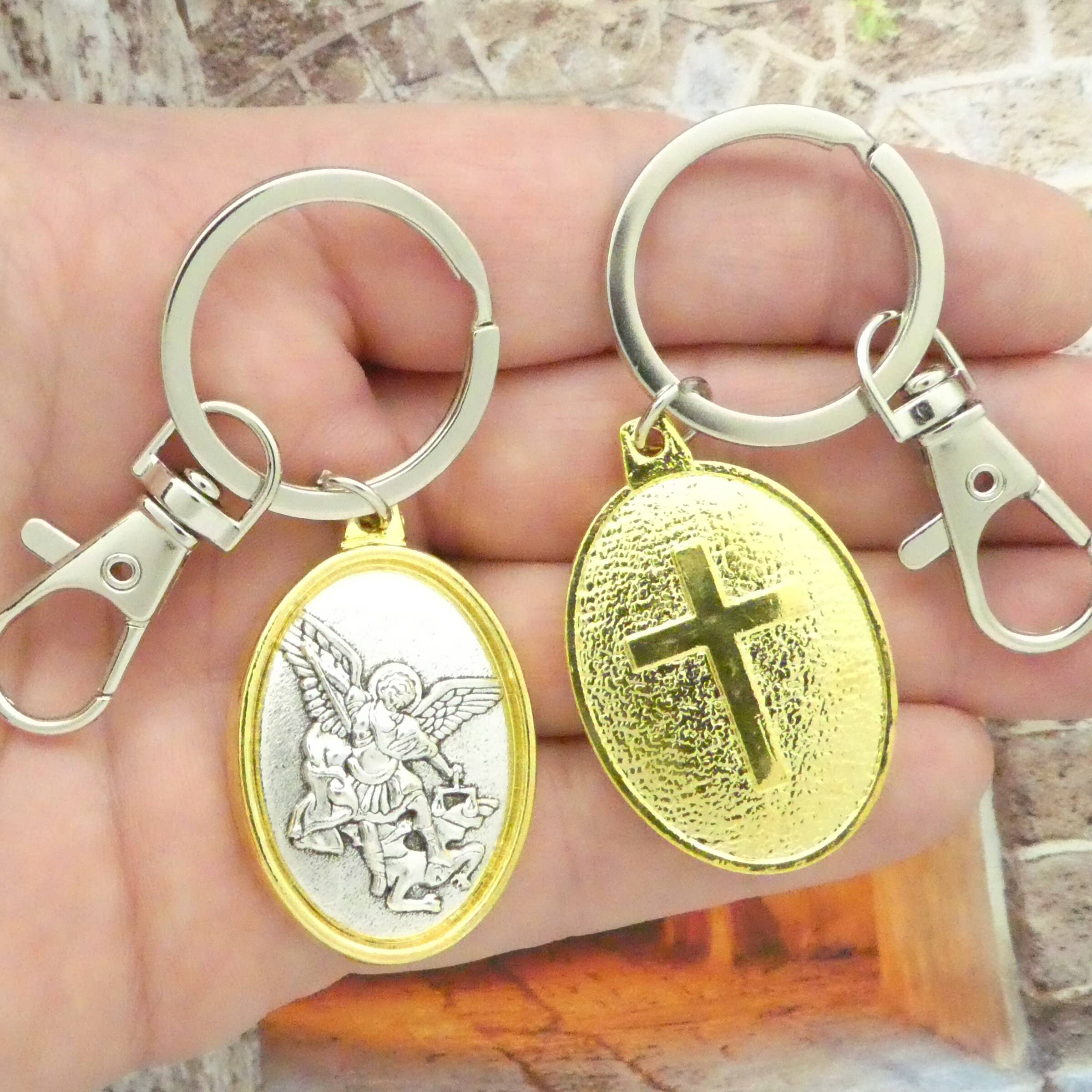 Treasure Island - Wholesale Keychain - Unisex - St Michael Unisex Keychain in Silver and Gold by TIJC1