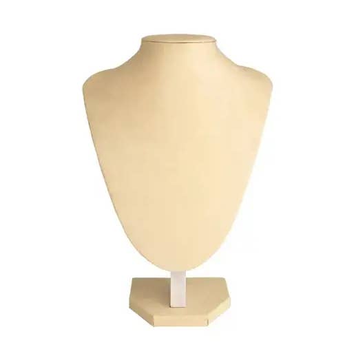 Pequeño Expositor Busto para collares - Ante Beige para venta al por mayor de Bélizé Bijoux