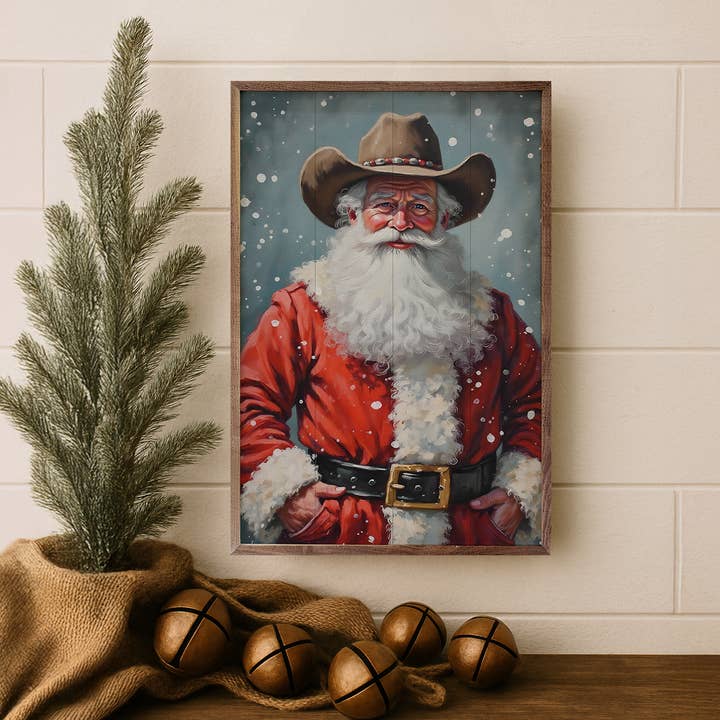 Kendrick Home - Wholesale Wood Wall Art - Cowboy Santa2