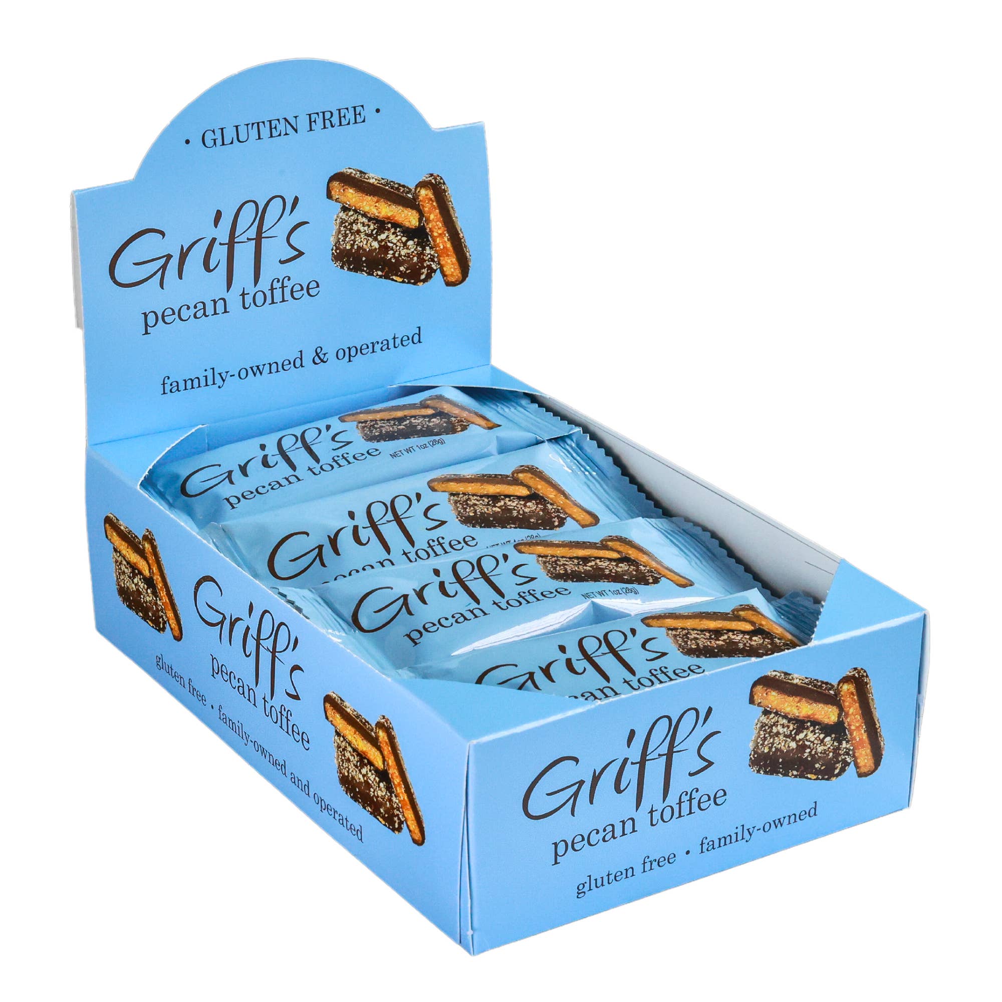 Griff's Toffee - Vente Caramel anglais - Caramel aux pacanes Griff's - 1 oz de caramel au chocolat noir3