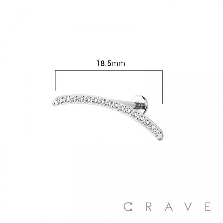 CRAVE – wholesale Enkelt örhänge – BÖJD STÅNG CZ LINJE TRYCK I TOPP 316L KIRURGISKT STÅL LABRET2