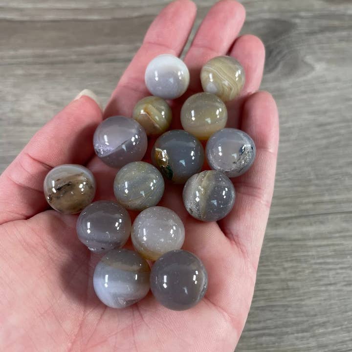 Keystone Crystals - Wholesale Spiritual Stone/Crystal - Botswana Agate Sphere about 16 mm Sold by the 9 oz Lot6