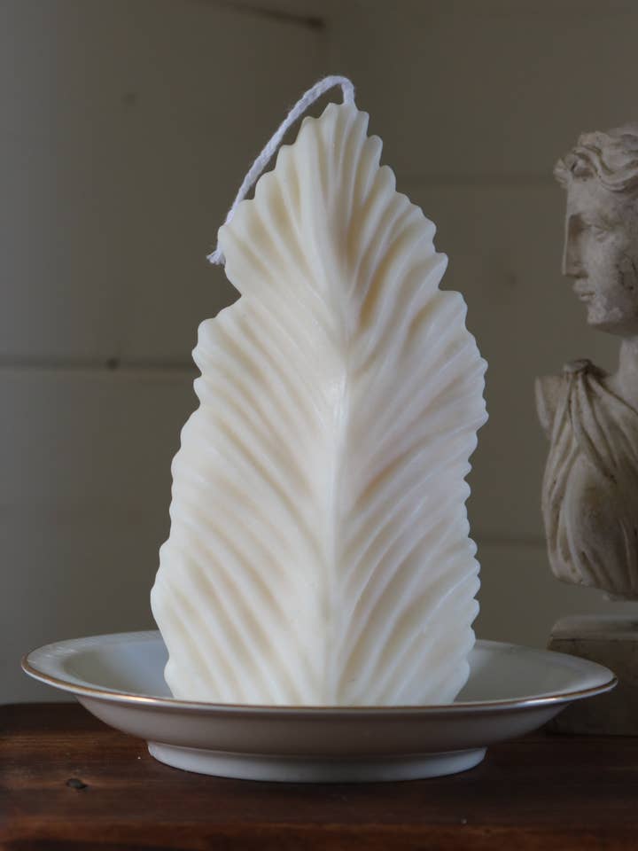 Tall Leaf candle for wholesale by Mae Fleur