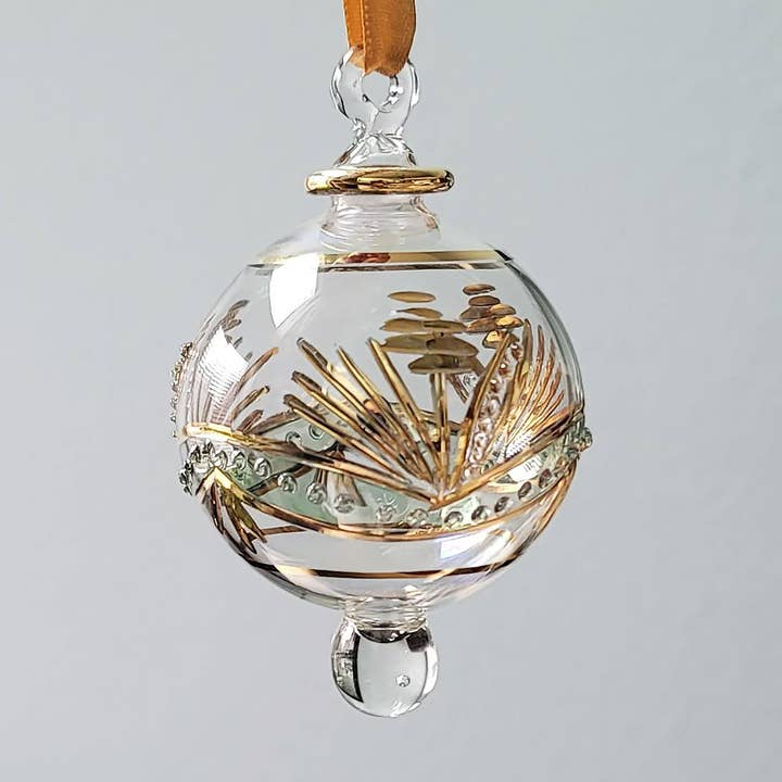 Arabazaar Gallery LLC - Wholesale Ornament - Small Globe w/ Flower Design & Raised Glass Beads- Egyptian Hand Blown Glass Ornament2