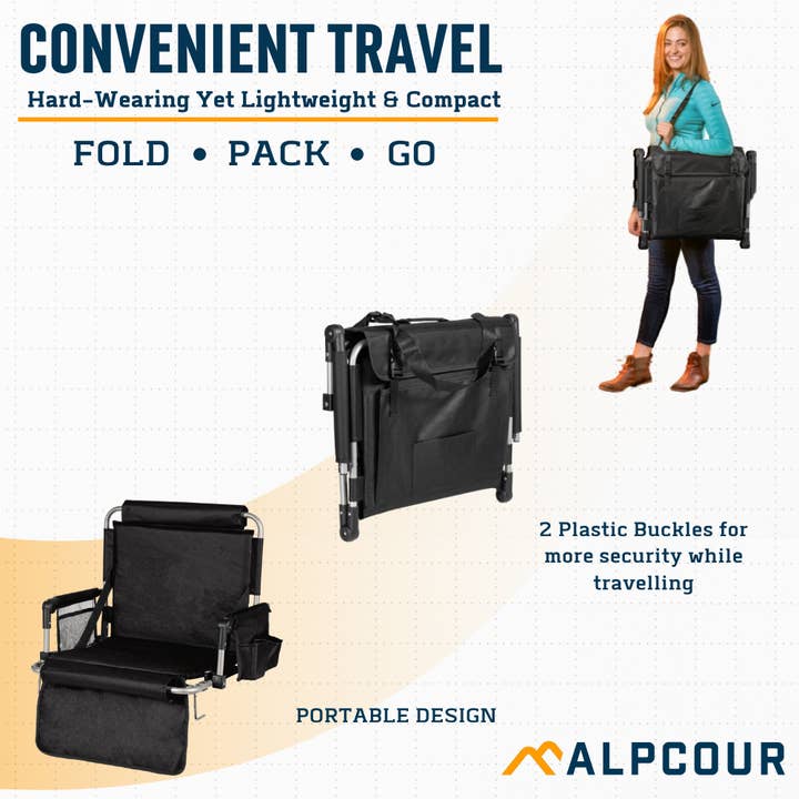 Alpcour - Vente Chaises pliantes - Siège de stade pliable Alpcour avec accoudoirs