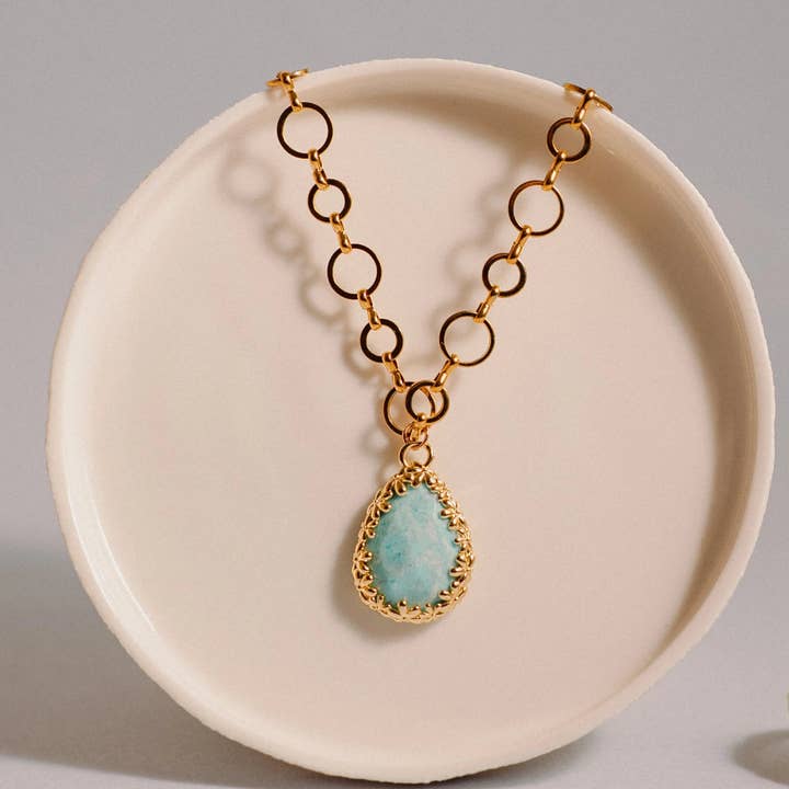 PHOEBE´S - Vente Parures de bijoux - Collier en pierre verte, pendentif amazonite, parure de bijoux2