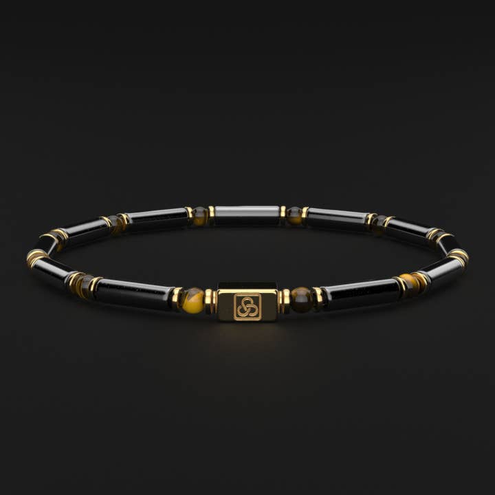 Seekers Men's Jewelry – Pulseira de missangas por atacado – Pulseira Hematite + Olho de Tigre 4mm | PIPE