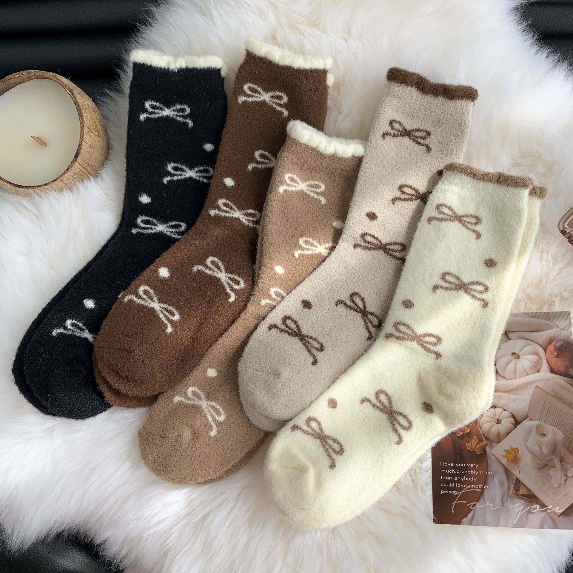 MKS America - Wholesale Socks - Women's - Plush Bow Ribbon Soft Warm Socks5