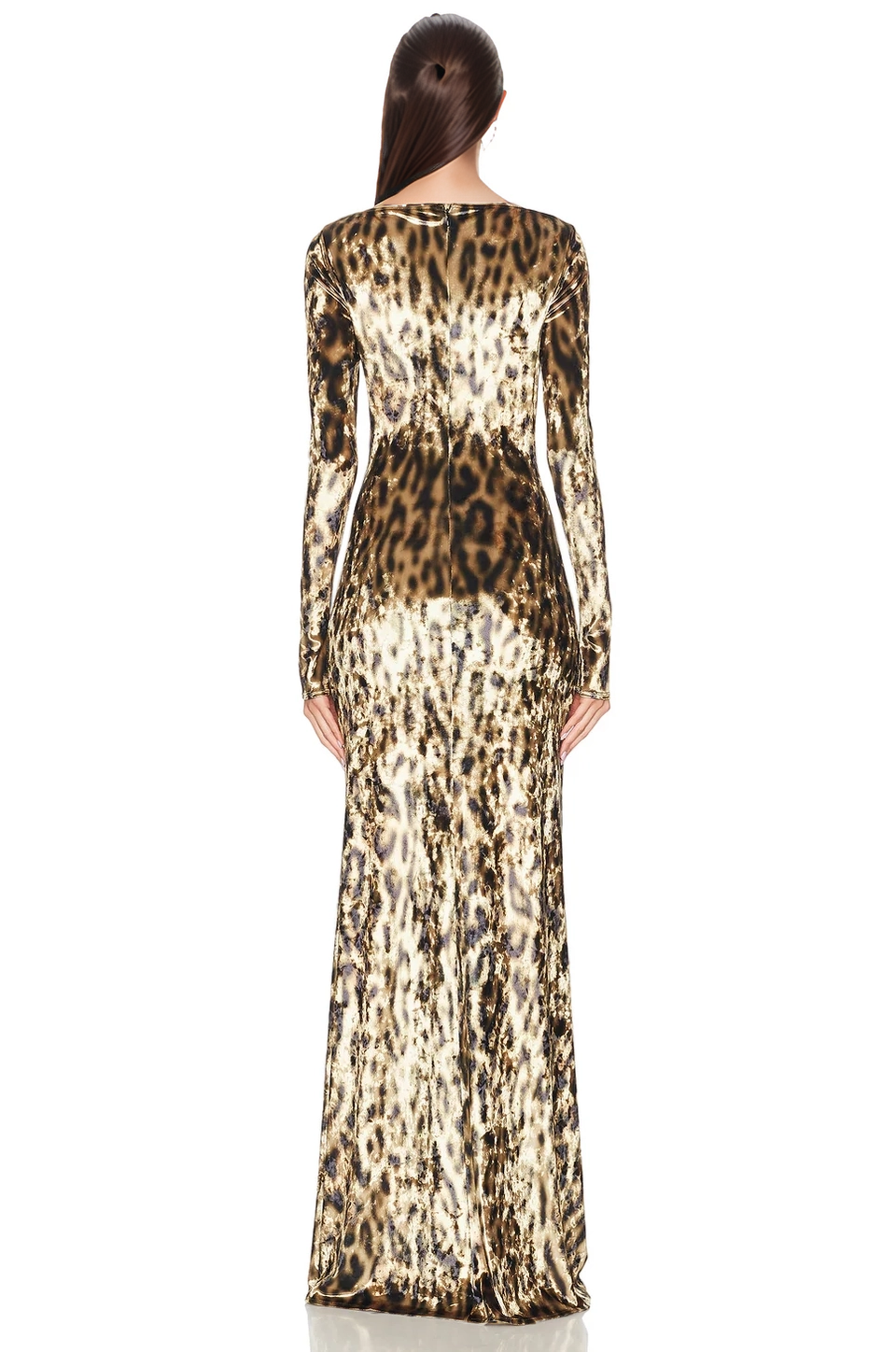 Color as pictures DR807Y Leopard Print Velvet Gown with One-Shoulder Grace for wholesale on Faire15