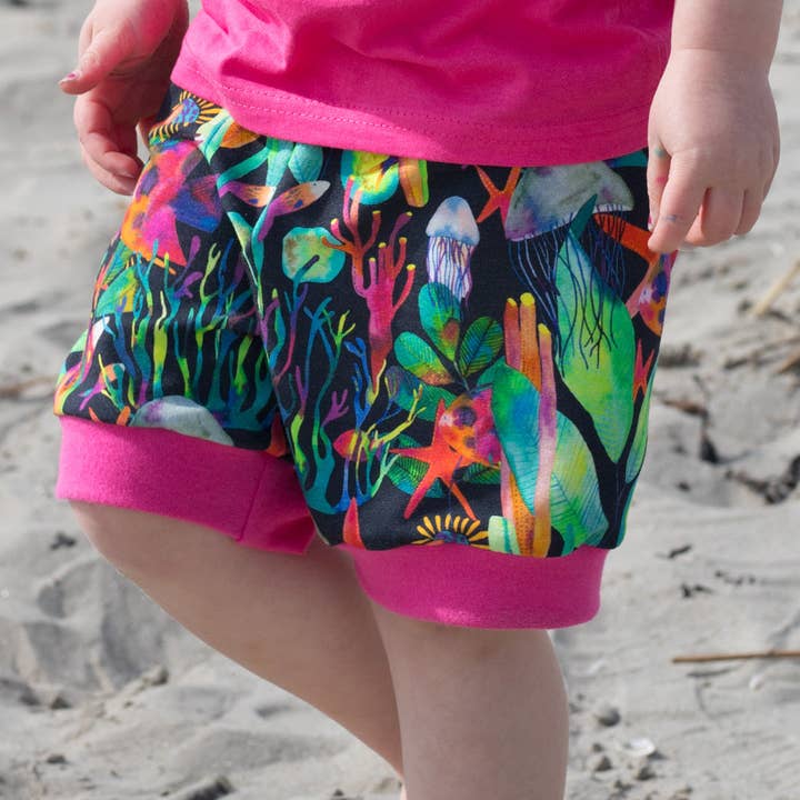 Seascape Organic Shorts (Pink) for wholesale by My Mini Munch