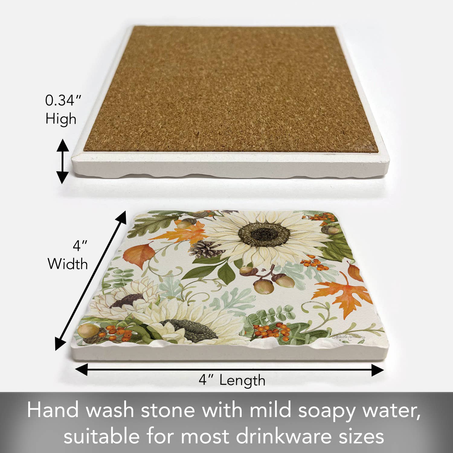 CounterArt/Highland Home/Thirstystone/CoasterStone - Venta al por mayor Posavasos - Posavasos con diseño de girasoles de Farmhouse3