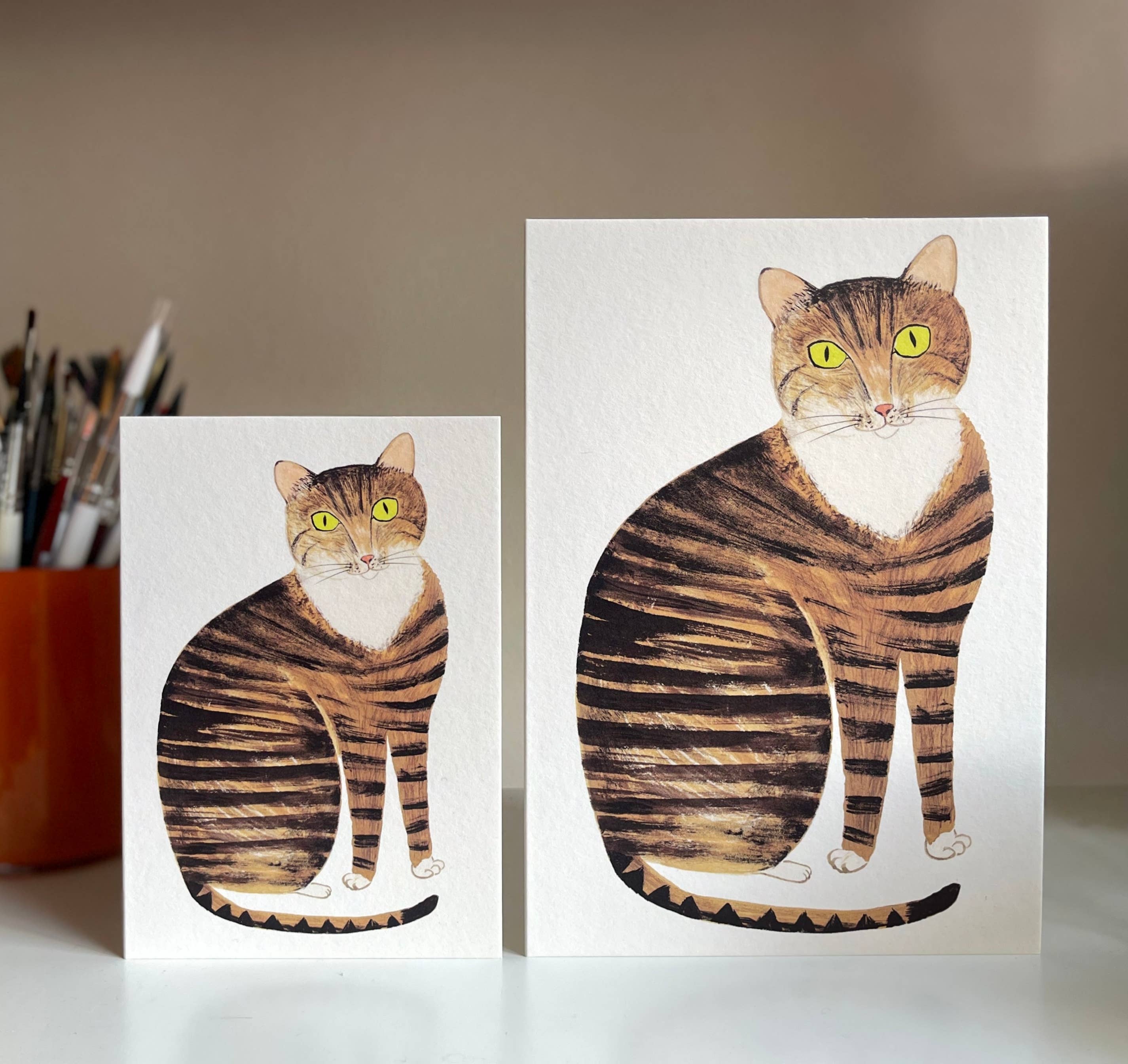 Yes! Paper Goods - Wholesale Everyday Greeting Card - XL A5 Tabby Cat Art Print Framable Greeting Card 1