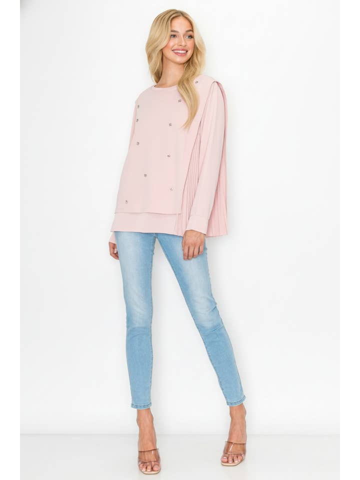 Joh Apparel – Engroshandel Bluse - Dame – Rilynn-top med plisseringer og diamanter7