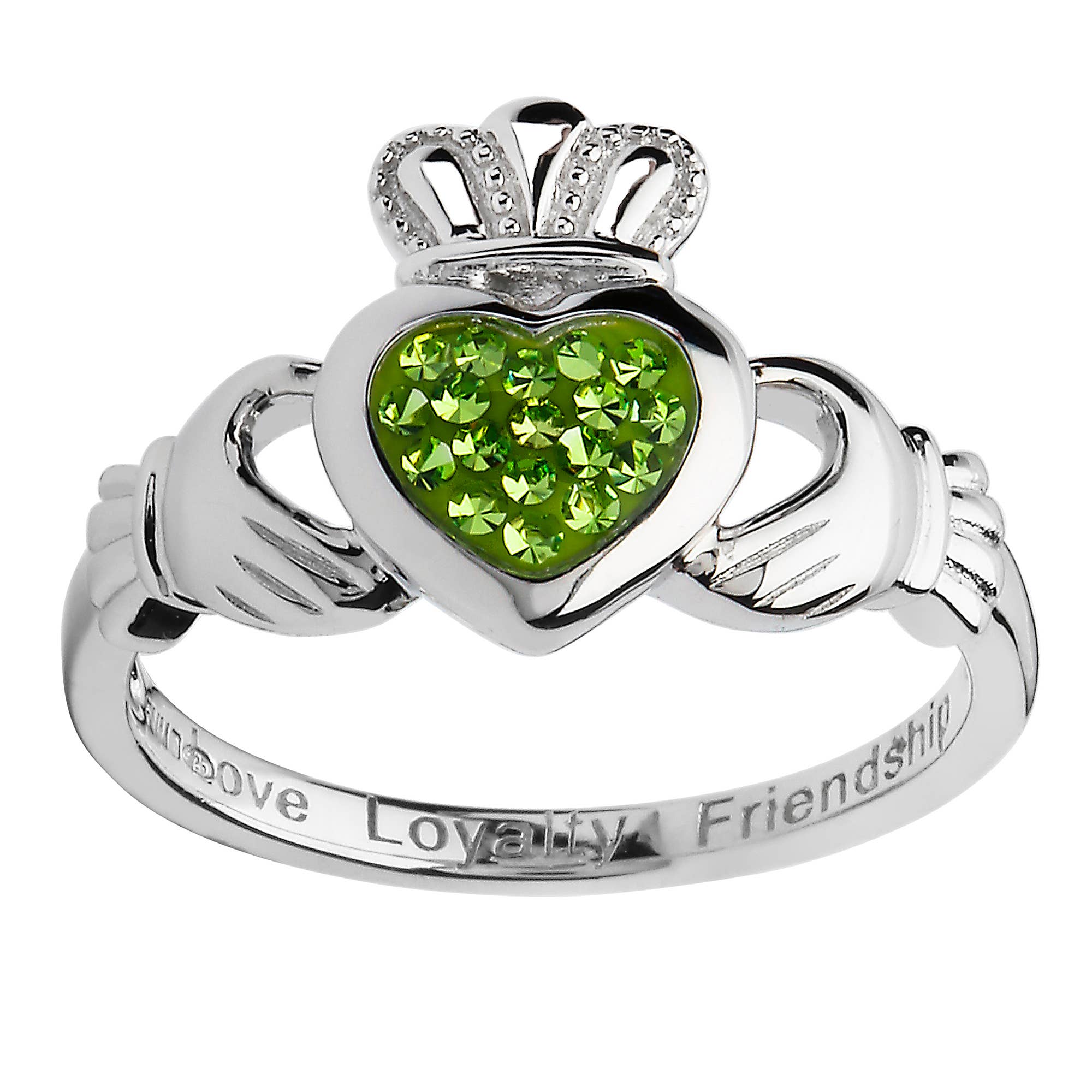 Dublin Gift Company – Großhandel Mehrsteinige Ringe – Claddagh-Ring aus Sterlingsilber mit Swarovski-Kristallen0
