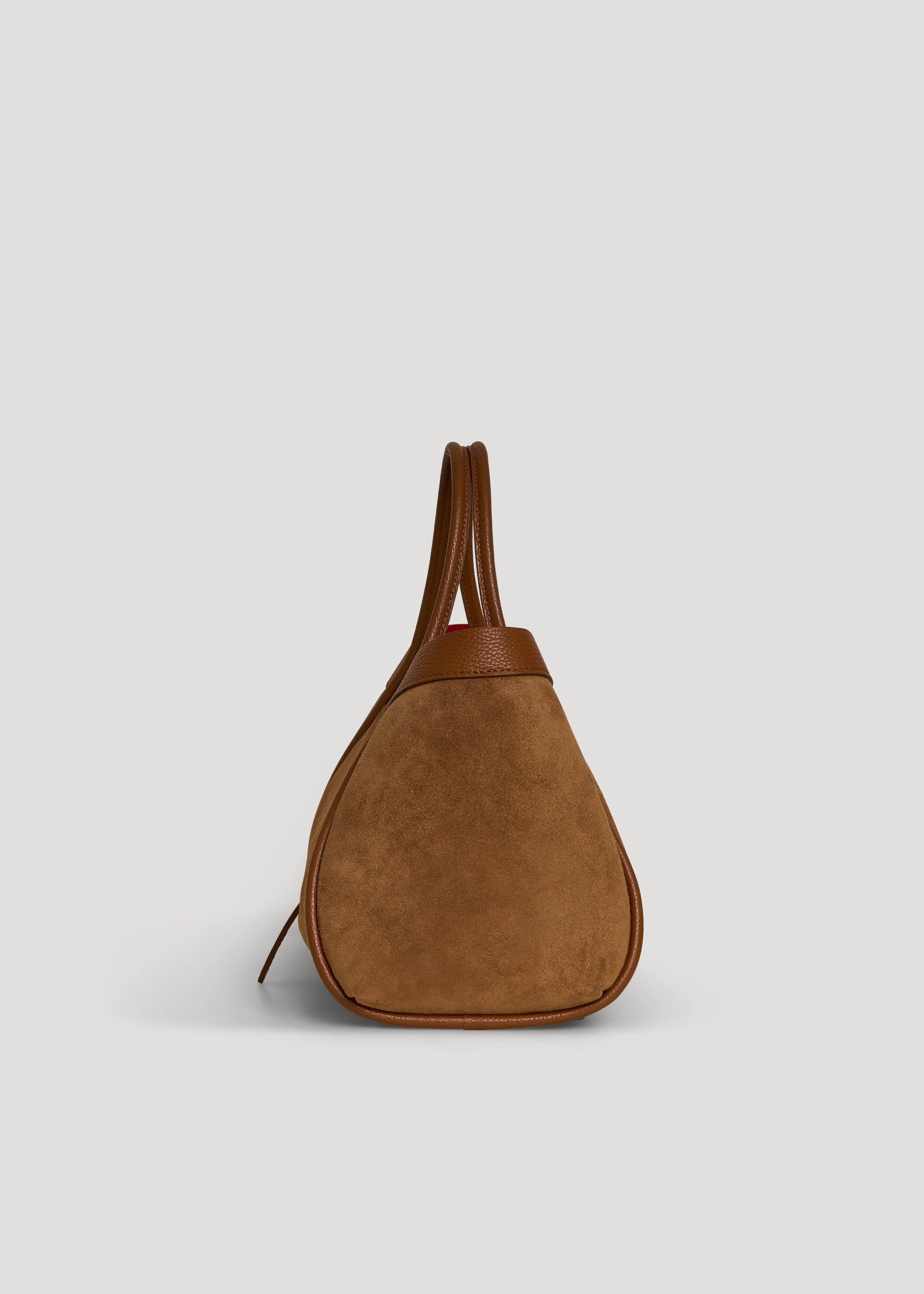 Voemièn - Wholesale Top Handle Bag - Women's - Mayfair Bag in Tan Suede and Togo Leather3