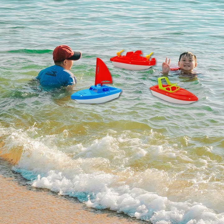 4E's Novelty - Vente Jouet de plage/piscine - Enfant et bébé - 3 bateaux flottants pour baignoire, piscine pour enfants et jouets de plage
