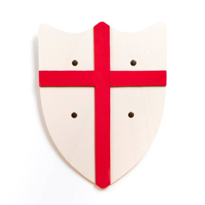 KALID MEDIEVAL - Wholesale Wood Toy - Kids - SHIELD HISTORIK L WHITE WITH SAINT GEORGE CROSS - ST584