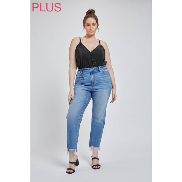 BLEUE SUPER HIGH STRAIGHT LEG WITH STEP HEM - Casual Style for wholesale on Faire
