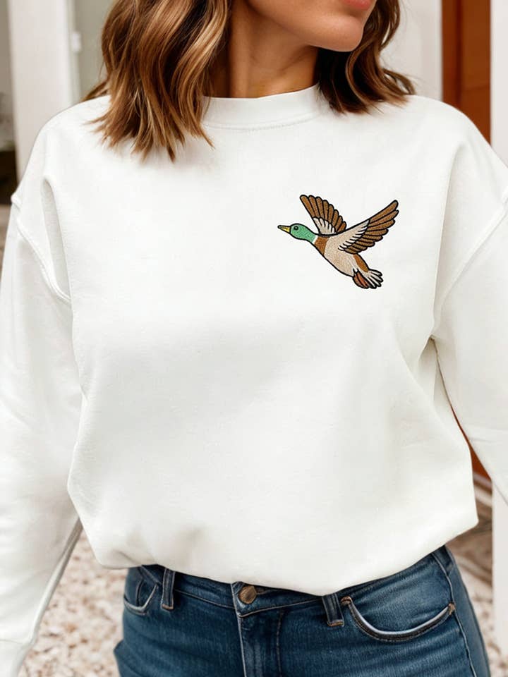 LDC Mallard Embroidered Detail Relaxed Pullover Sweatshirt for wholesale by Little Daisy Closet