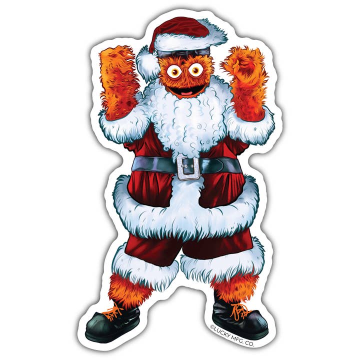 Philadelphia Flyer's Gritty Santa Sticker for wholesale by Lucky Mfg. Co.