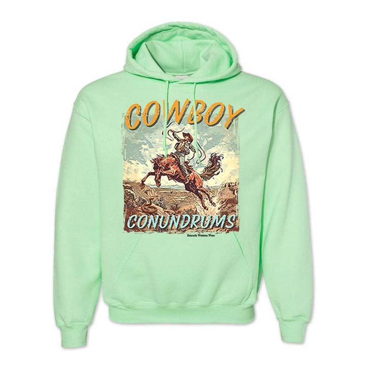 Cowboy Conundrums - Adult Unisex Western Pullover Hoodie for wholesale by Remuda Western Wear