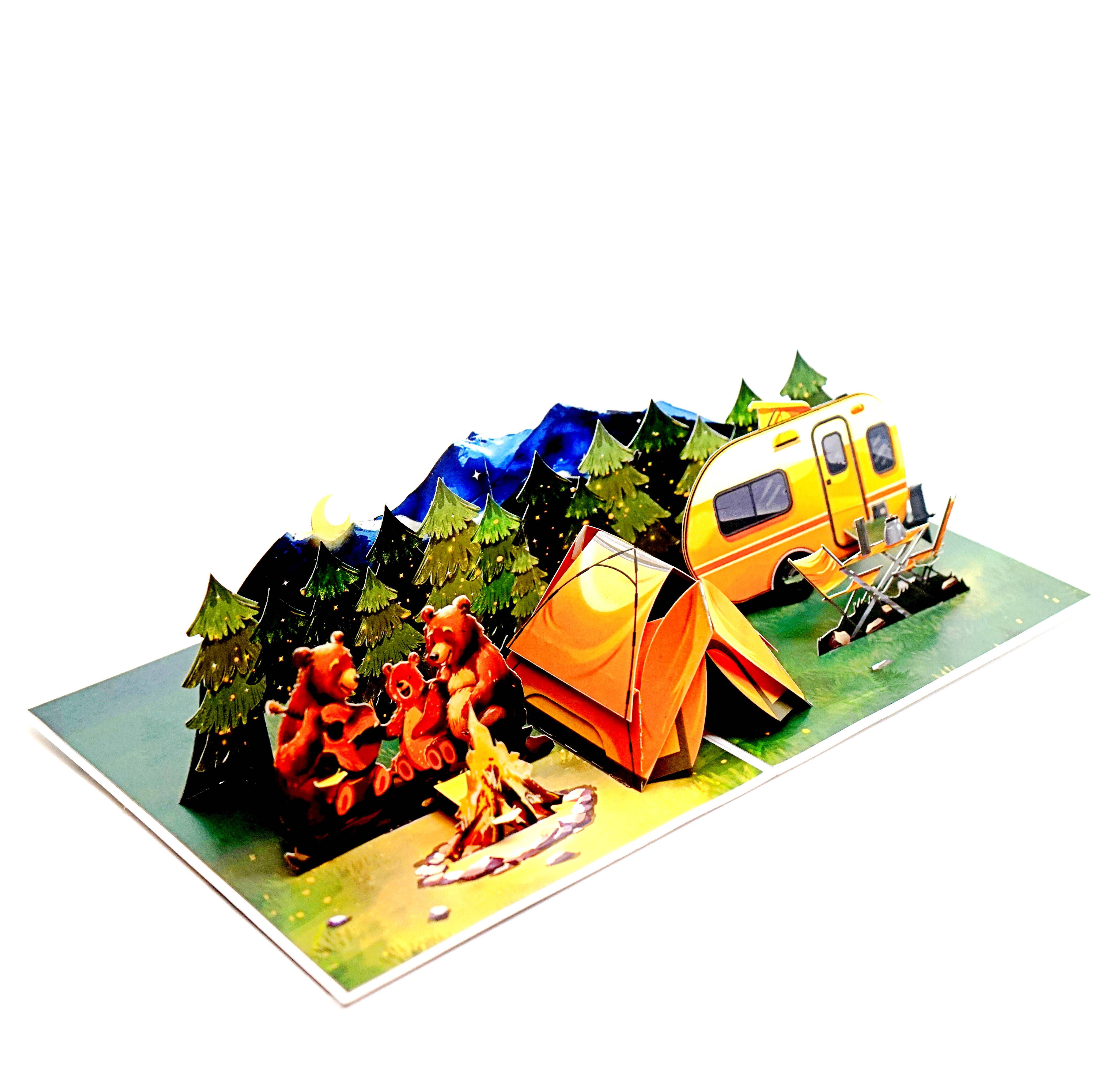 Wonder Paper Art – wholesale Vardagliga hälsningskort – Camping 3D Pop Up-kort3