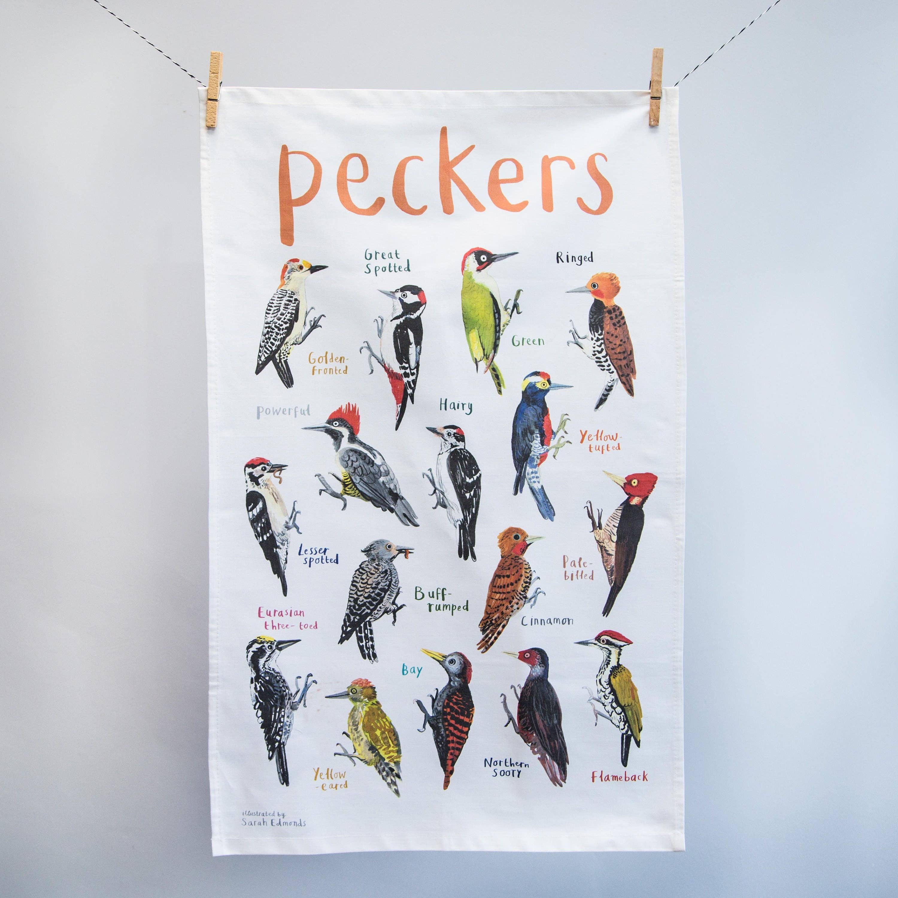 Sarah Edmonds Illustration – wholesale Tea towel – Peckers Bird Cotton Tea Towel2