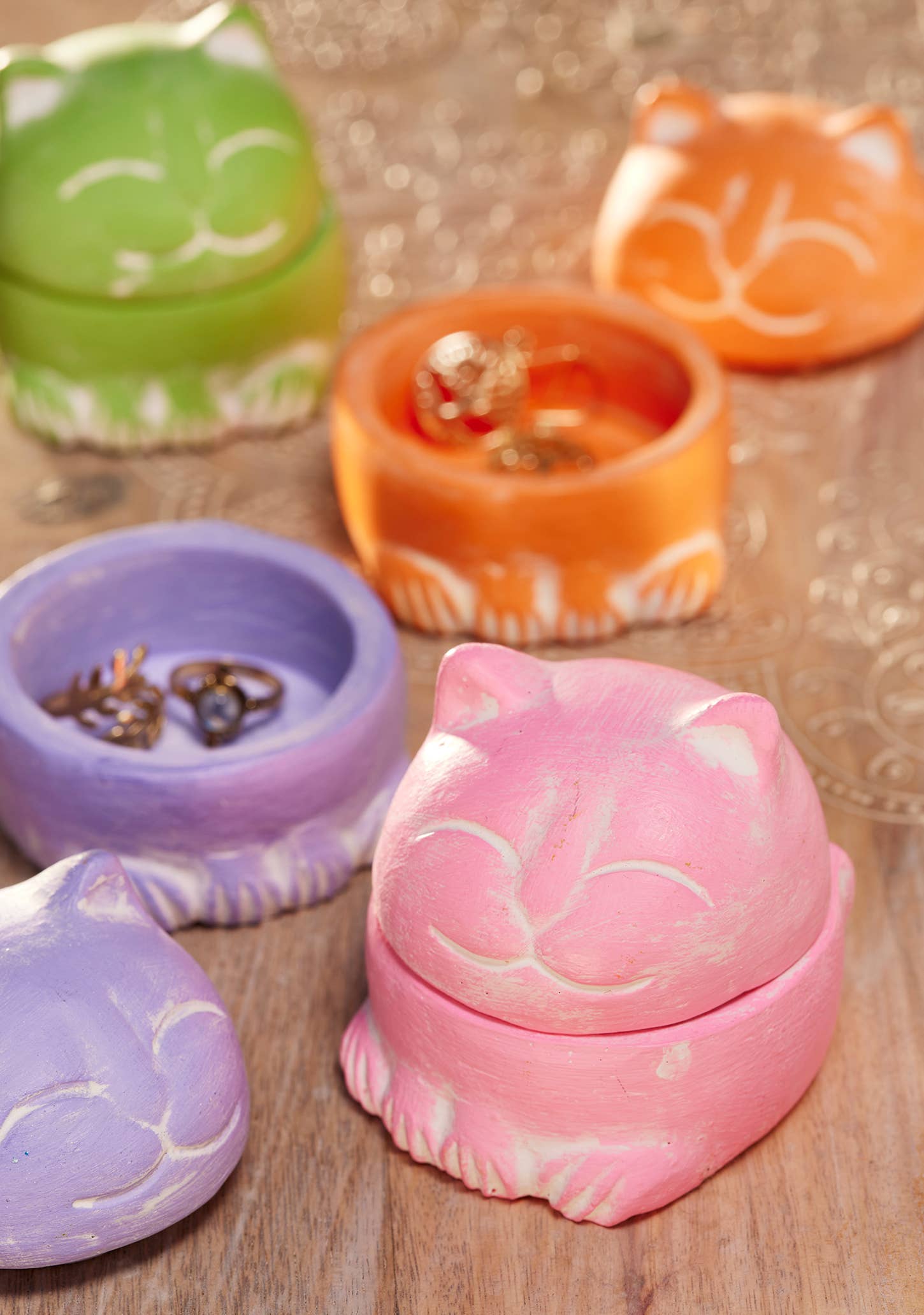 Namaste – Prato de joias por atacado – Pote de Bugigangas em Terracota com Gato1