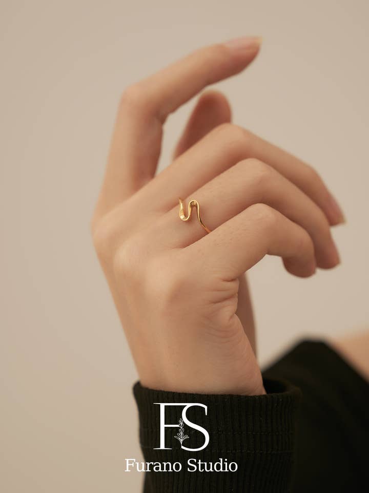 Non Tarnish Mobius Signet Ring, Gold Plated Ring for wholesale by Furano Studio