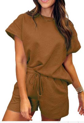 Rosa Clothing - Wholesale Top & Short Set (NOT Loungewear) - Women's - Crewneck Short-Sleeved Top Textured Stylish Shorts Set7