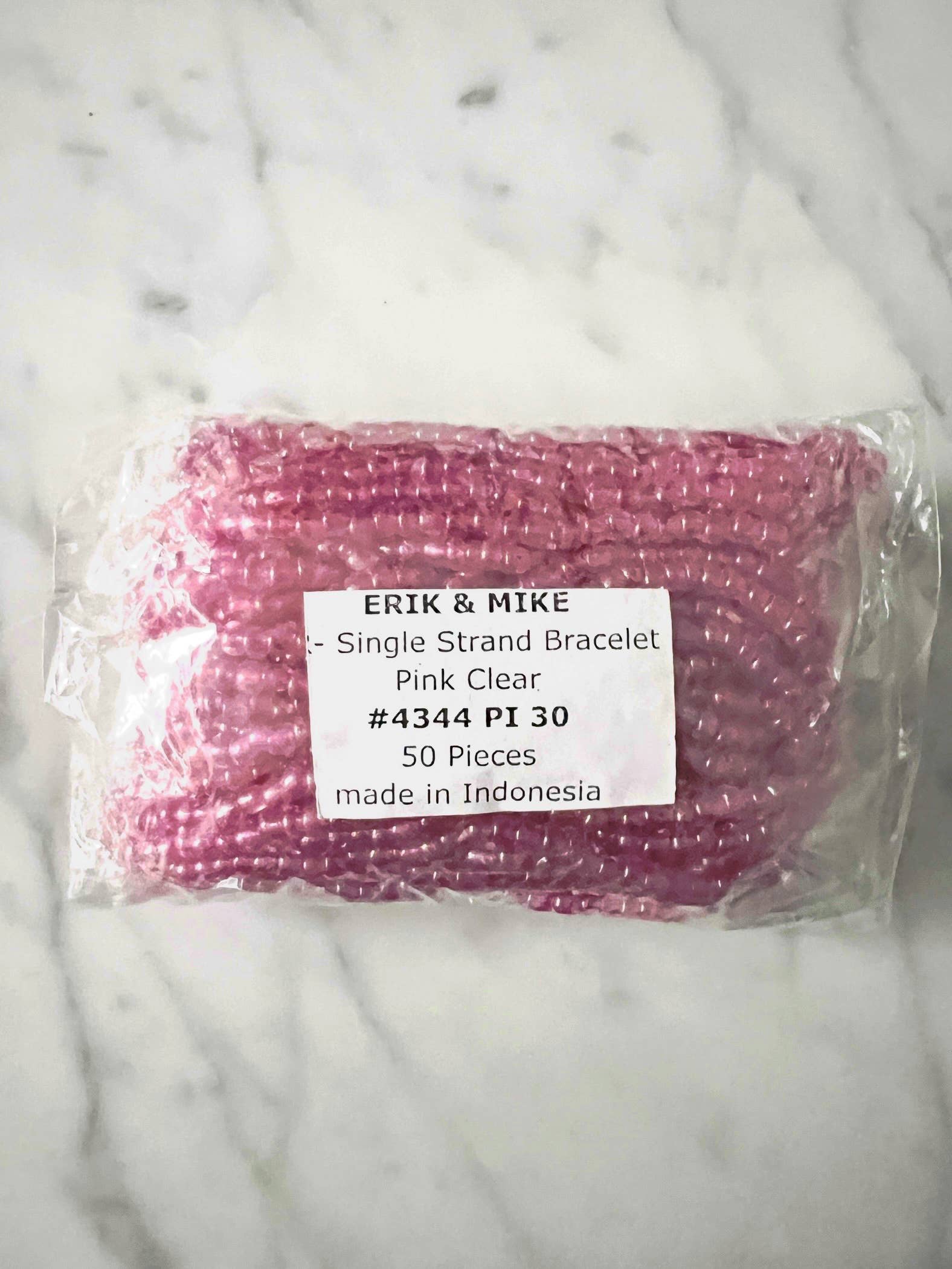 Erik & Mike - Wholesale Beaded Bracelet - Beaded bracelets 50 pcs  Pink  $.60  each  2