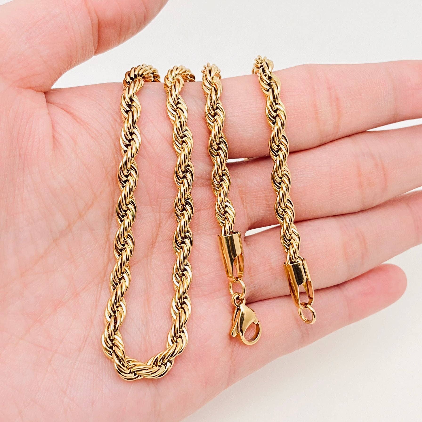 Mio Queena - Wholesale Link & Chain Necklace - Twists Shape 18K Gold-plated Stainless Steel Chain - MJ/FGS3
