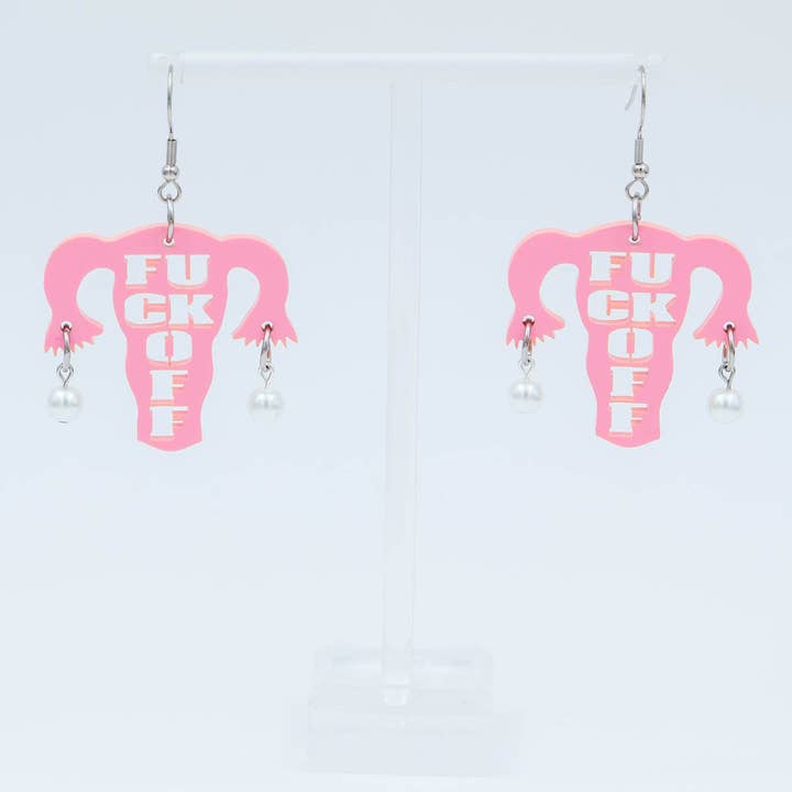 Electric Cat - Wholesale Dangle Earrings - Fuck Off Uterus Earrings, Pro Roe, My Body My Choice