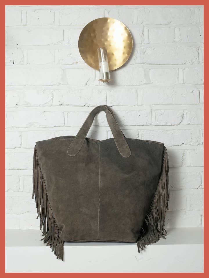 Bolso de ante Vancouver - Oliva para venta al por mayor de NOOKI DESIGN LTD
