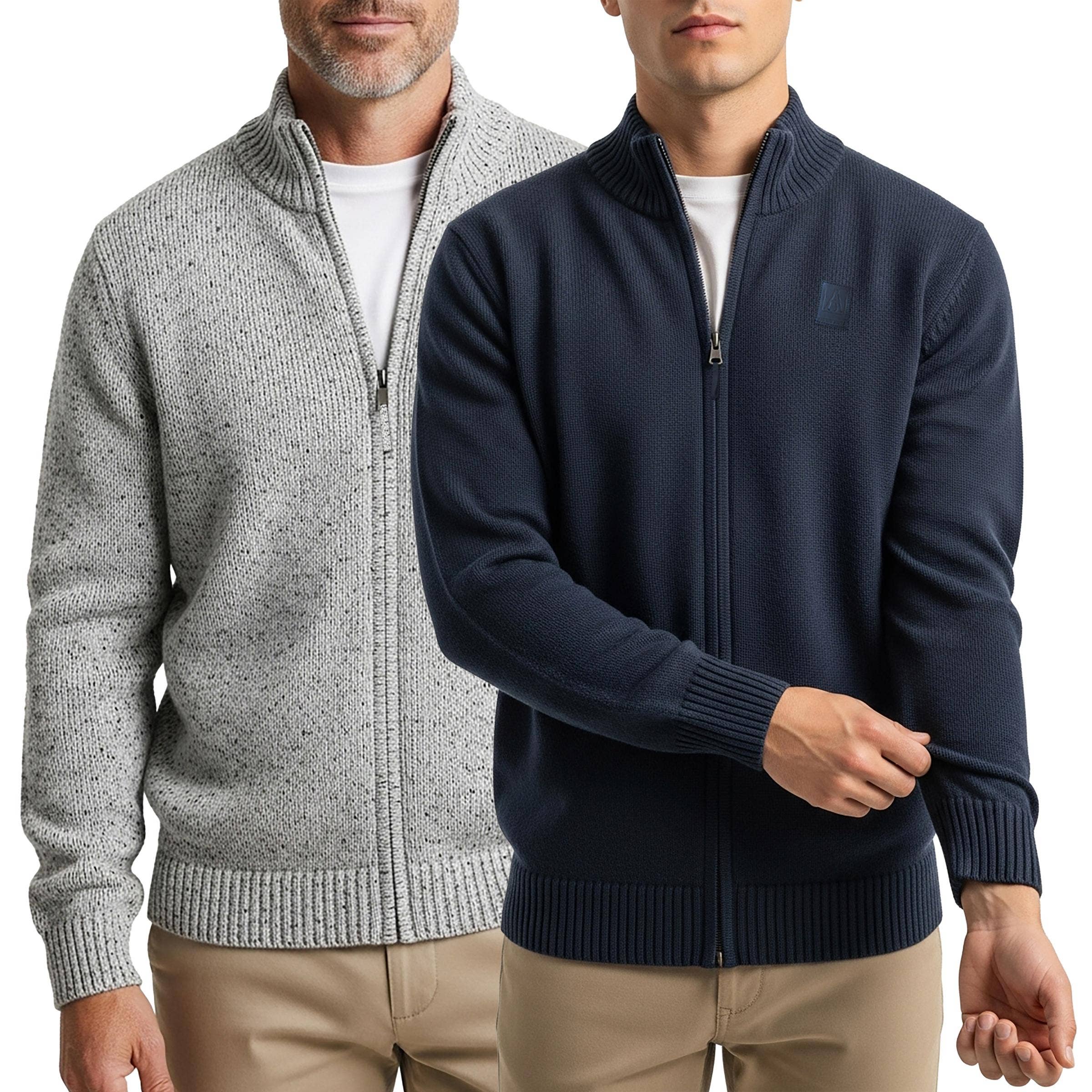 I-Wear Brands - Vendita all'ingrosso Maglione tricot - Uomo - Cardigan da uomo in maglia 100% cotone con cerniera completa4