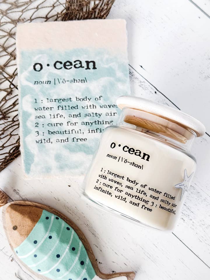 Ocean Definition Apothecary Candle | Sand & Sea Spray for wholesale by SAGE HERON CANDLE CO.