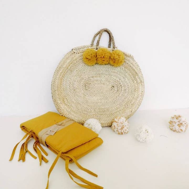 craftberber - Venta al por mayor Bolsa de playa - bolso redondo de paja, bolso de paja, cesta natural francesa2