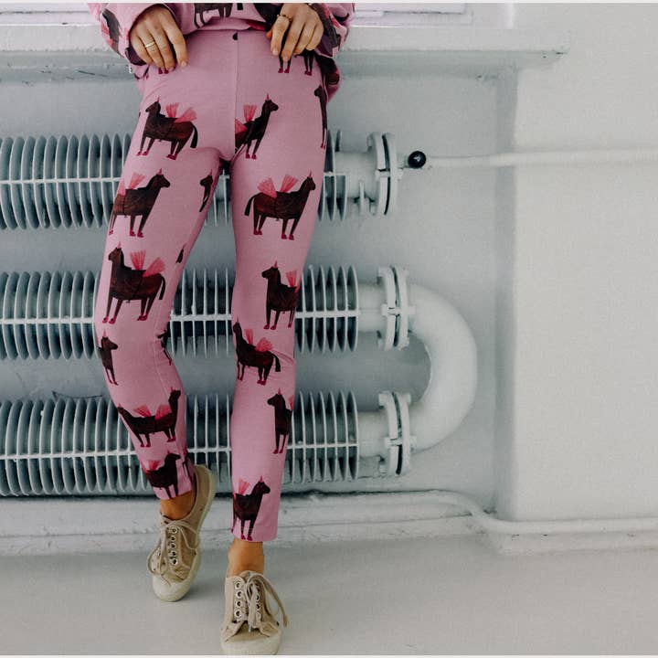 HORSES ON PINK - LEGGINGS for wholesale by Dont Grow Up