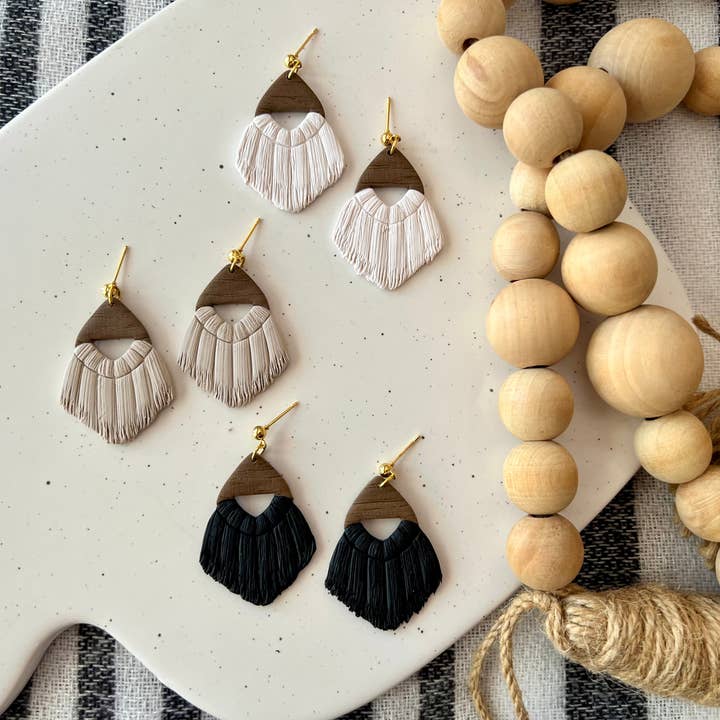 SeizeTheClayJewelry - Wholesale Dangle Earrings - Macrame Clay Earrings, Macrame Earrings, Boho Clay Earrings