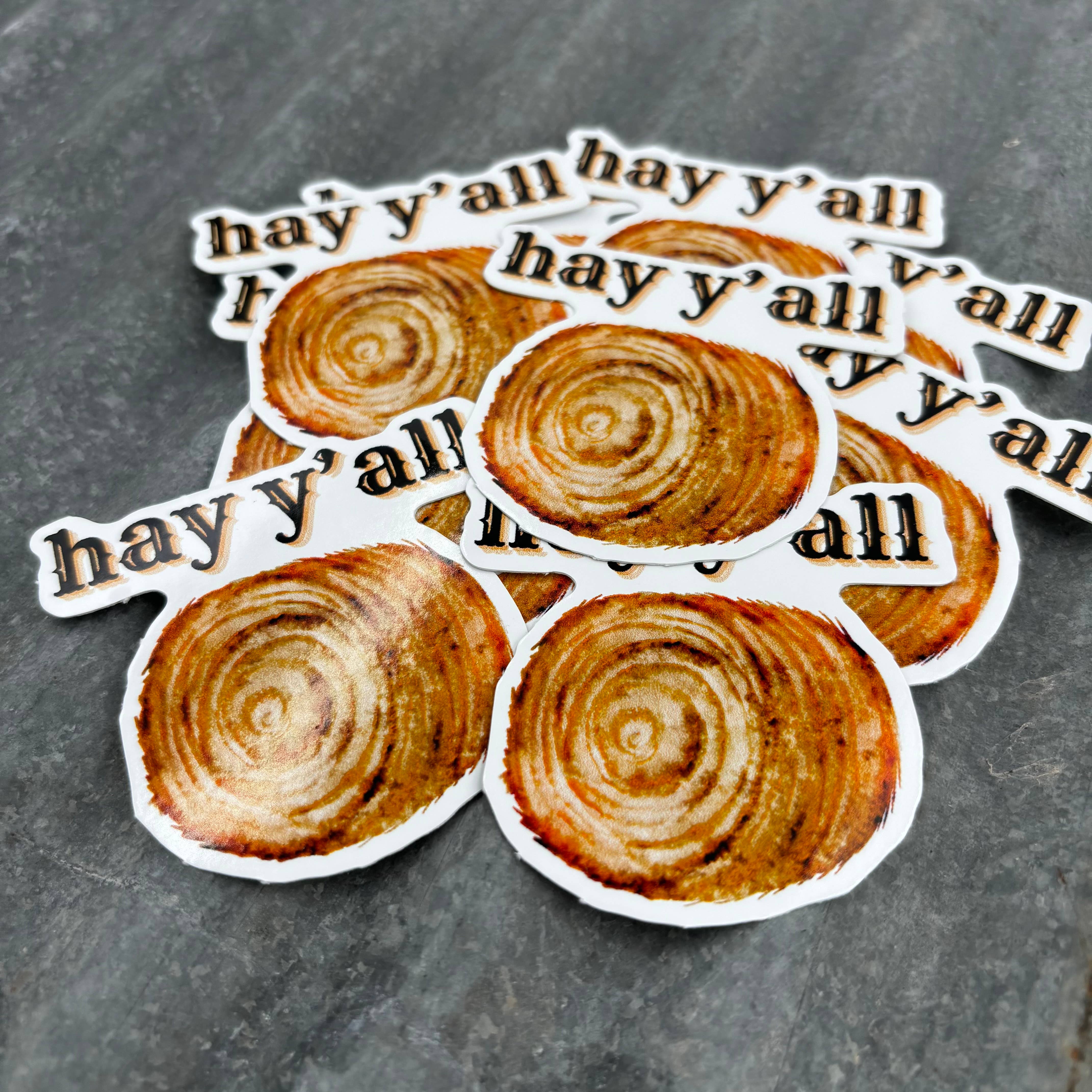 Sage & Soil - Wholesale Sticker - Hay Y'all Funny Haybale Vinyl Die-Cut Sticker0